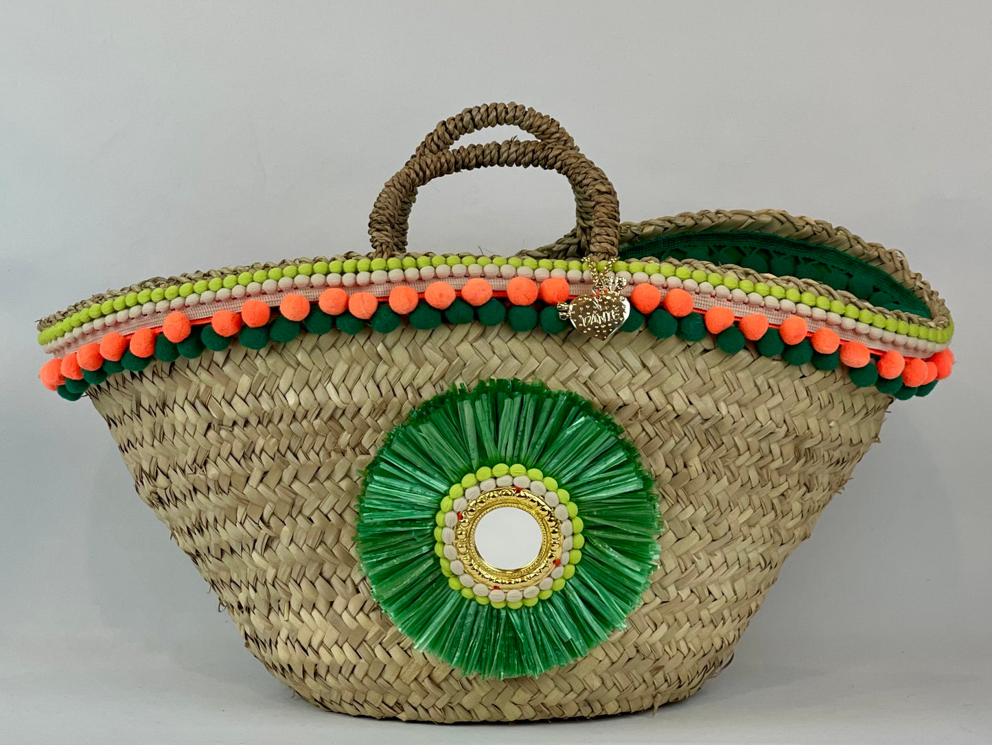 Sicilian basket with green raffia flower