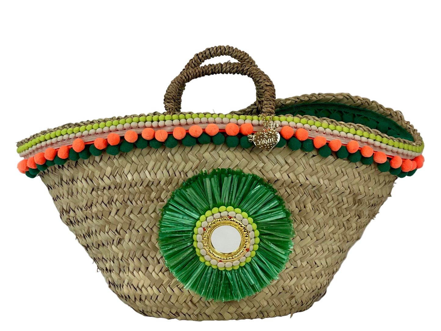 Sicilian basket with green raffia flower