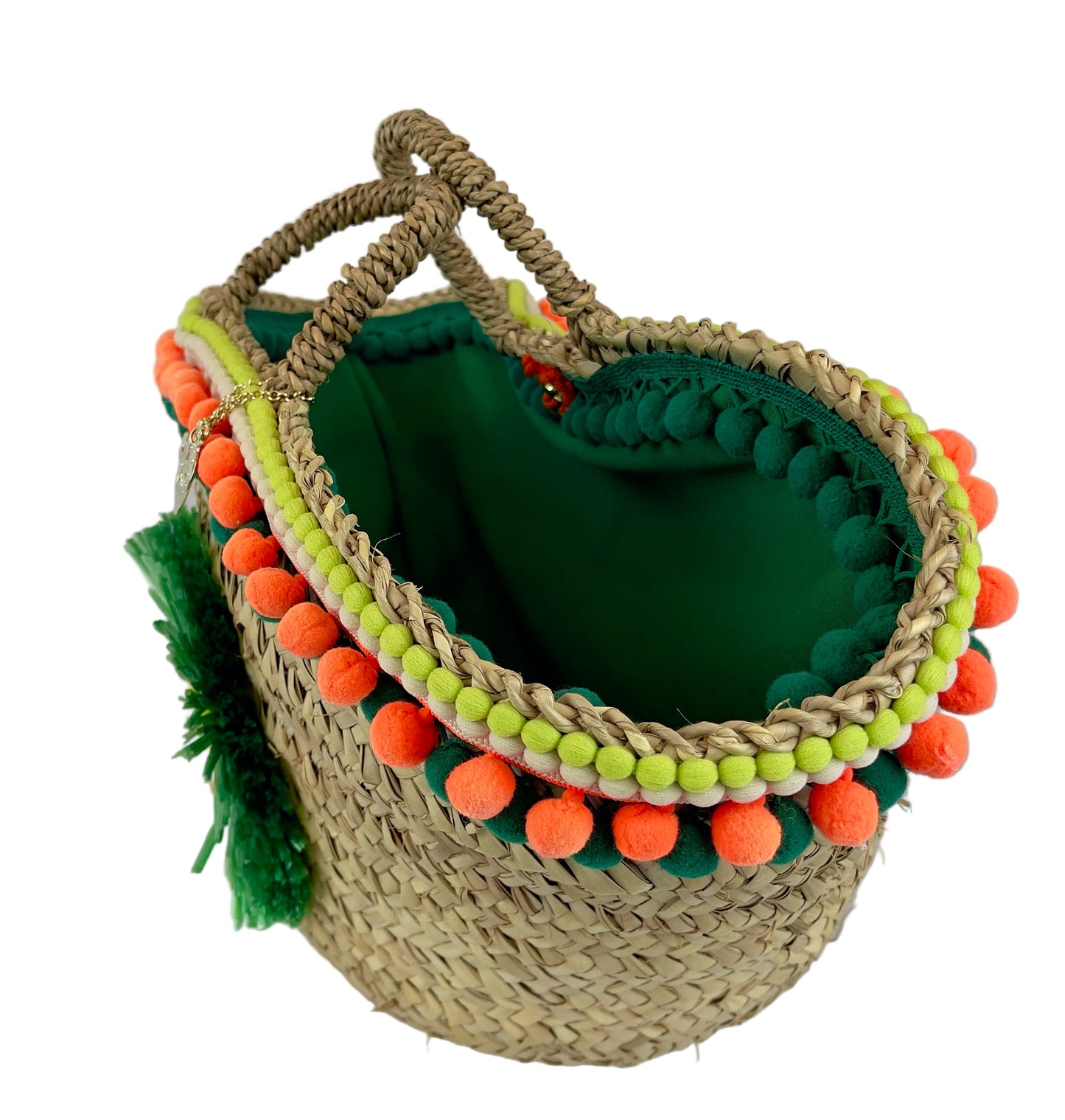 Sicilian basket with green raffia flower