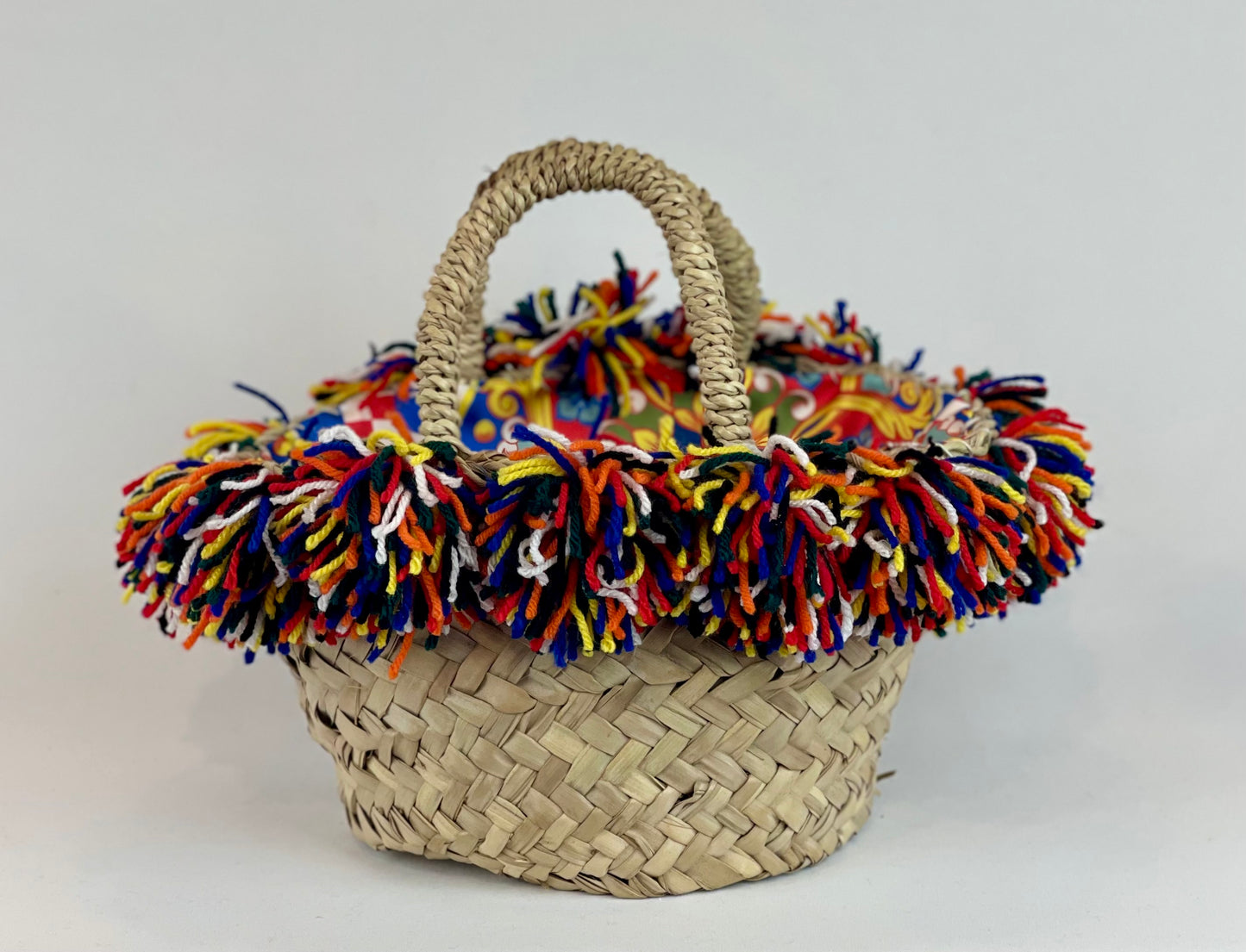 Coffa con ceramica Fanciulla e passamaneria Sicily