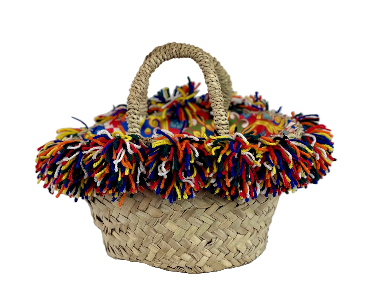 Coffa con ceramica Fanciulla e passamaneria Sicily