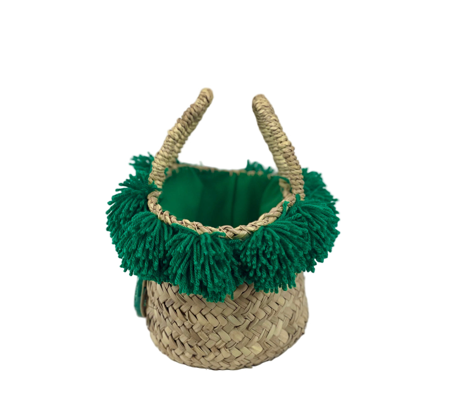Coffa con Ruota in ceramica di Caltagirone e passamaneria verde