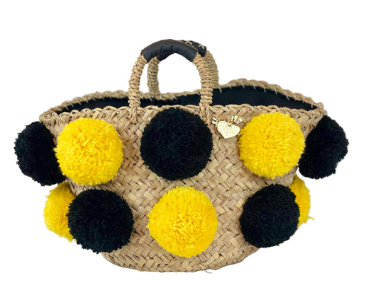Coffa con pon pon handmade gialli e neri