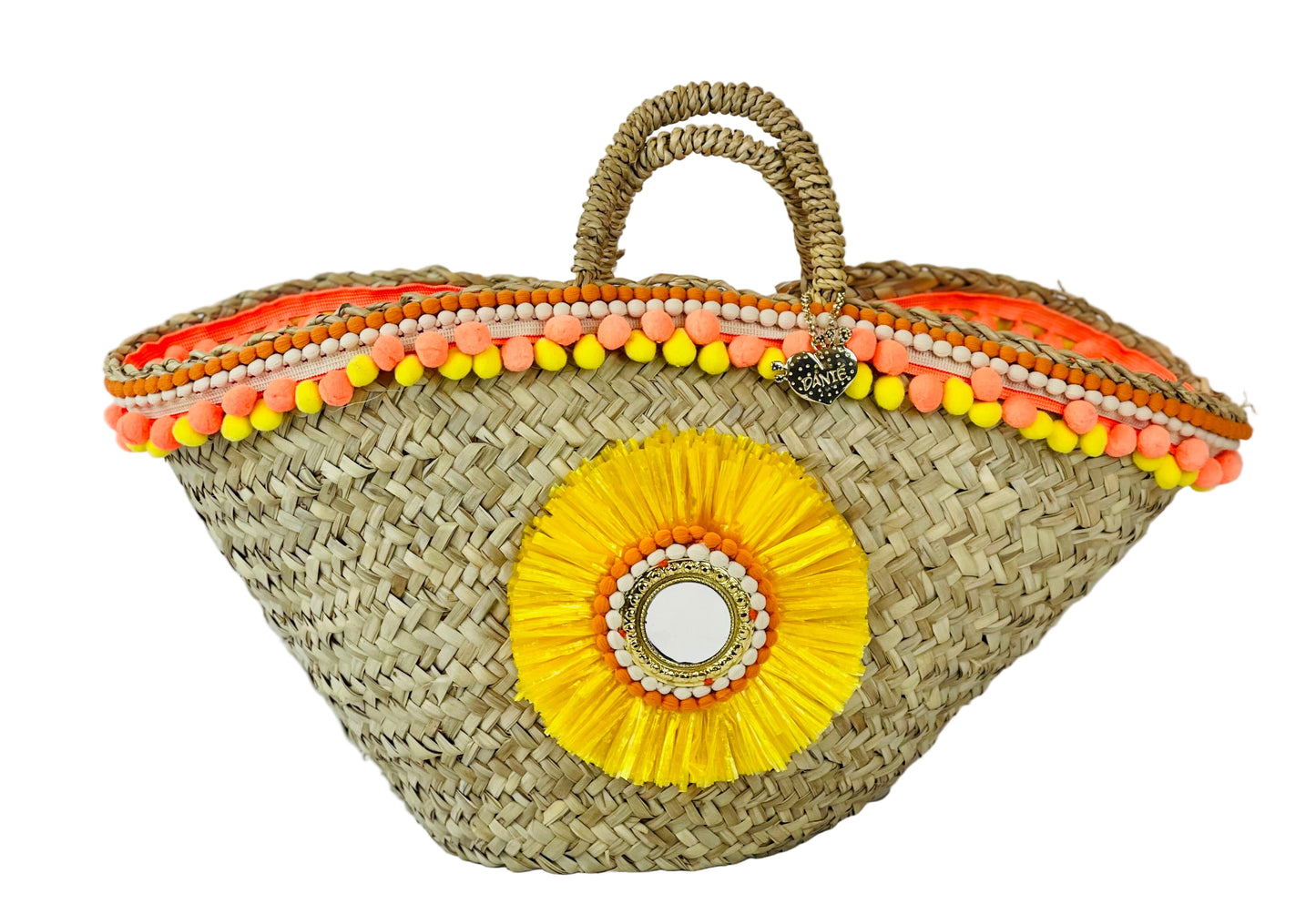 Coffa siciliana con fiore giallo in rafia