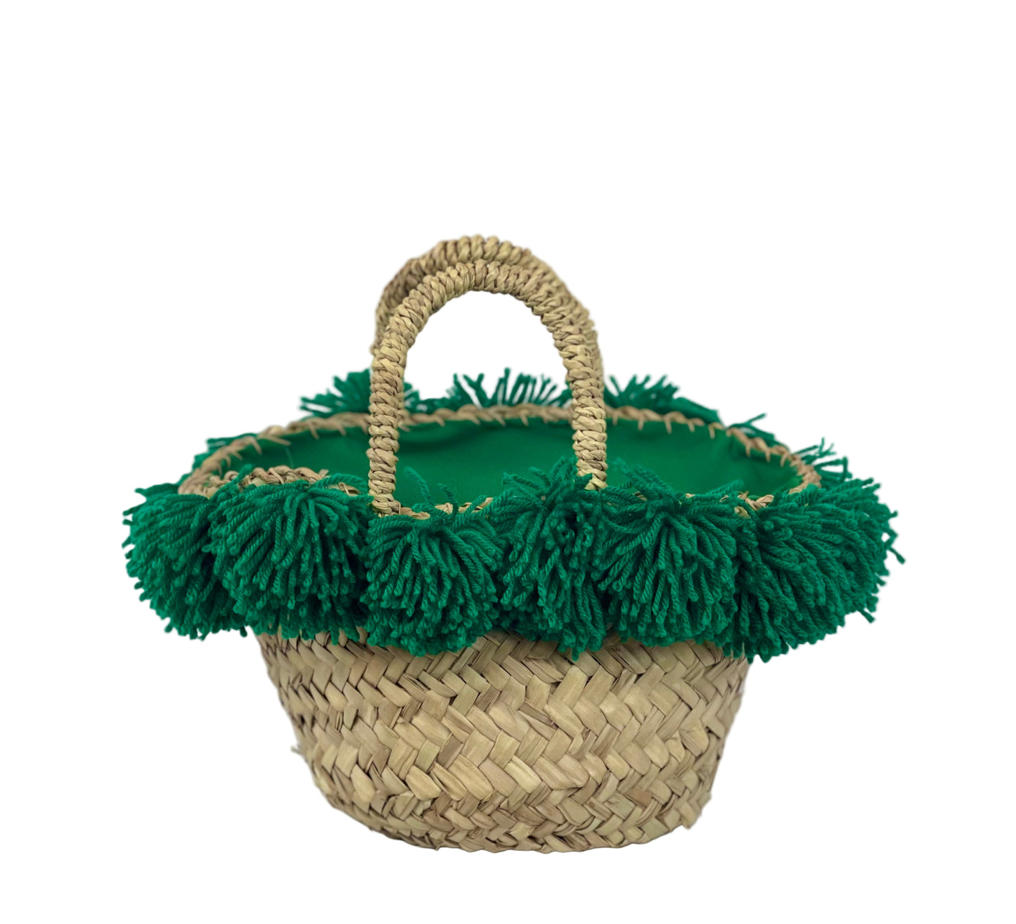 Coffa con Ruota in ceramica di Caltagirone e passamaneria verde