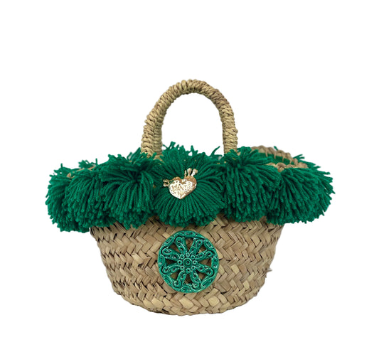 Coffa con Ruota in ceramica di Caltagirone  e passamaneria verde