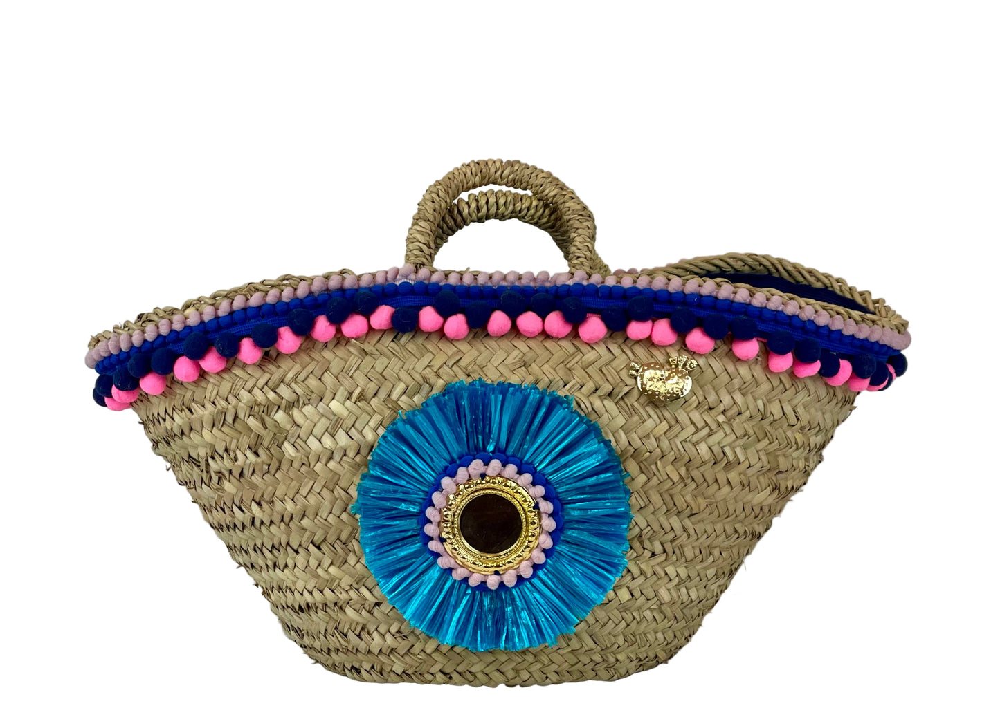 Sicilian basket with turquoise raffia flower