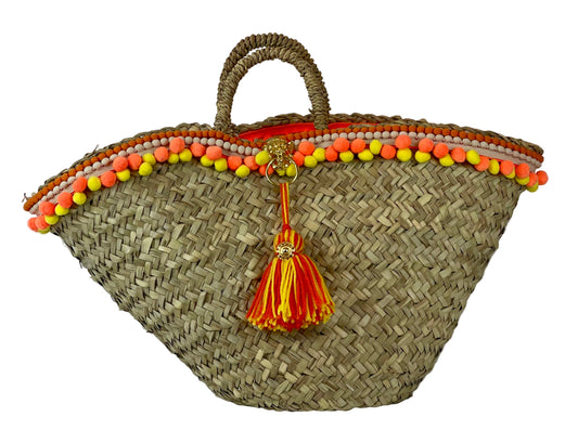 Coffa siciliana con fiore giallo in rafia