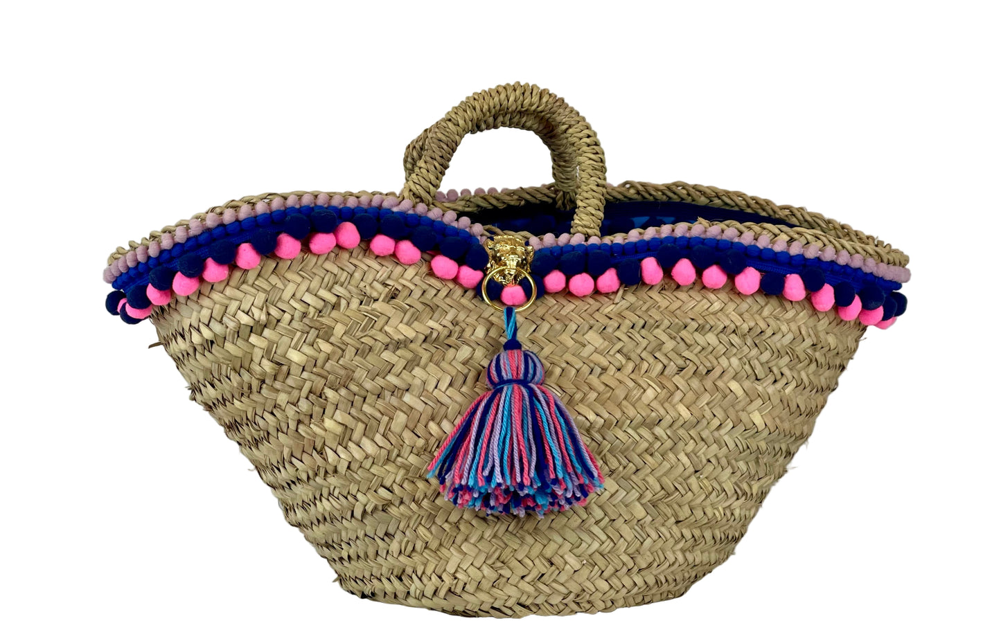 Sicilian basket with turquoise raffia flower
