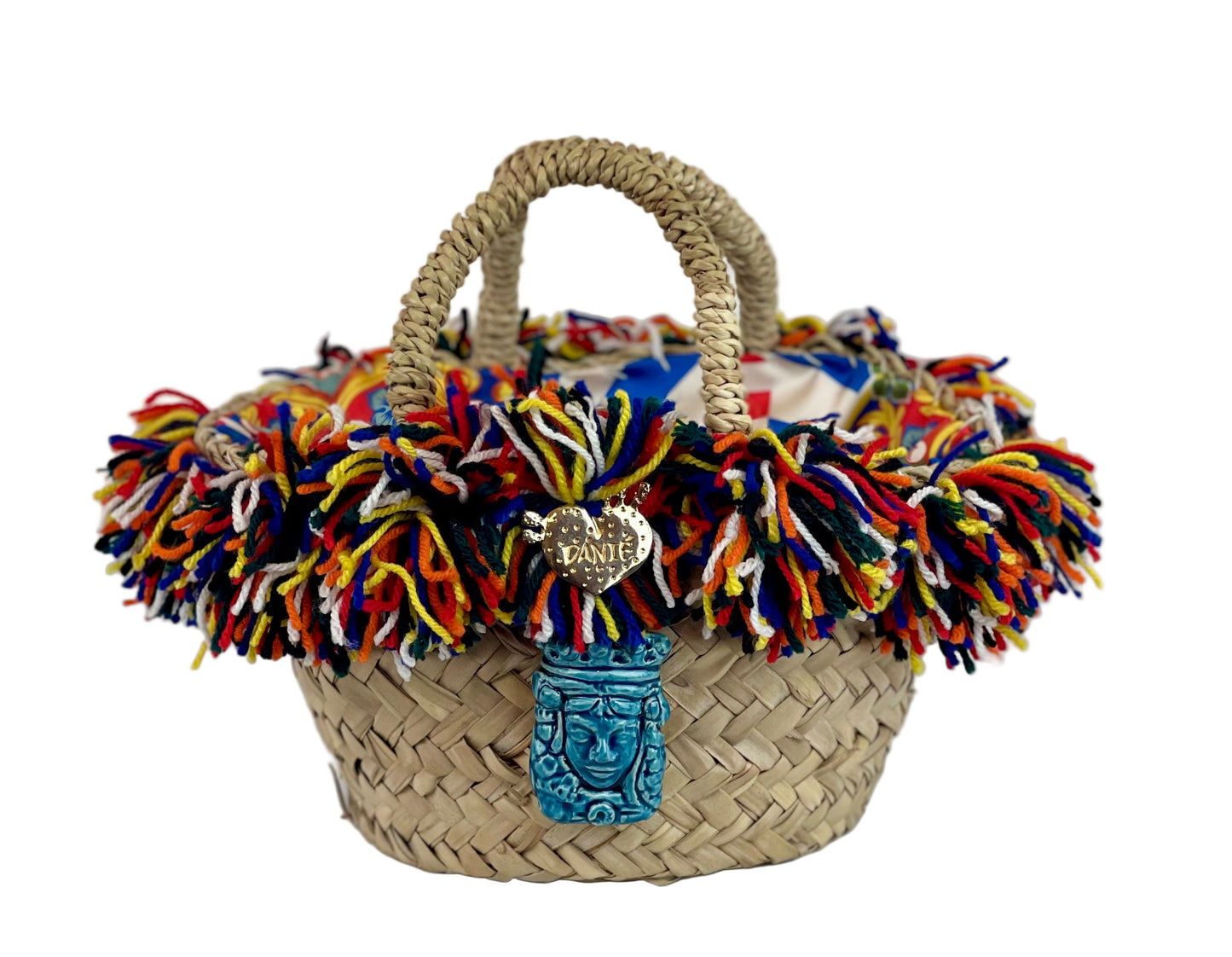 Coffa con ceramica Fanciulla e passamaneria Sicily