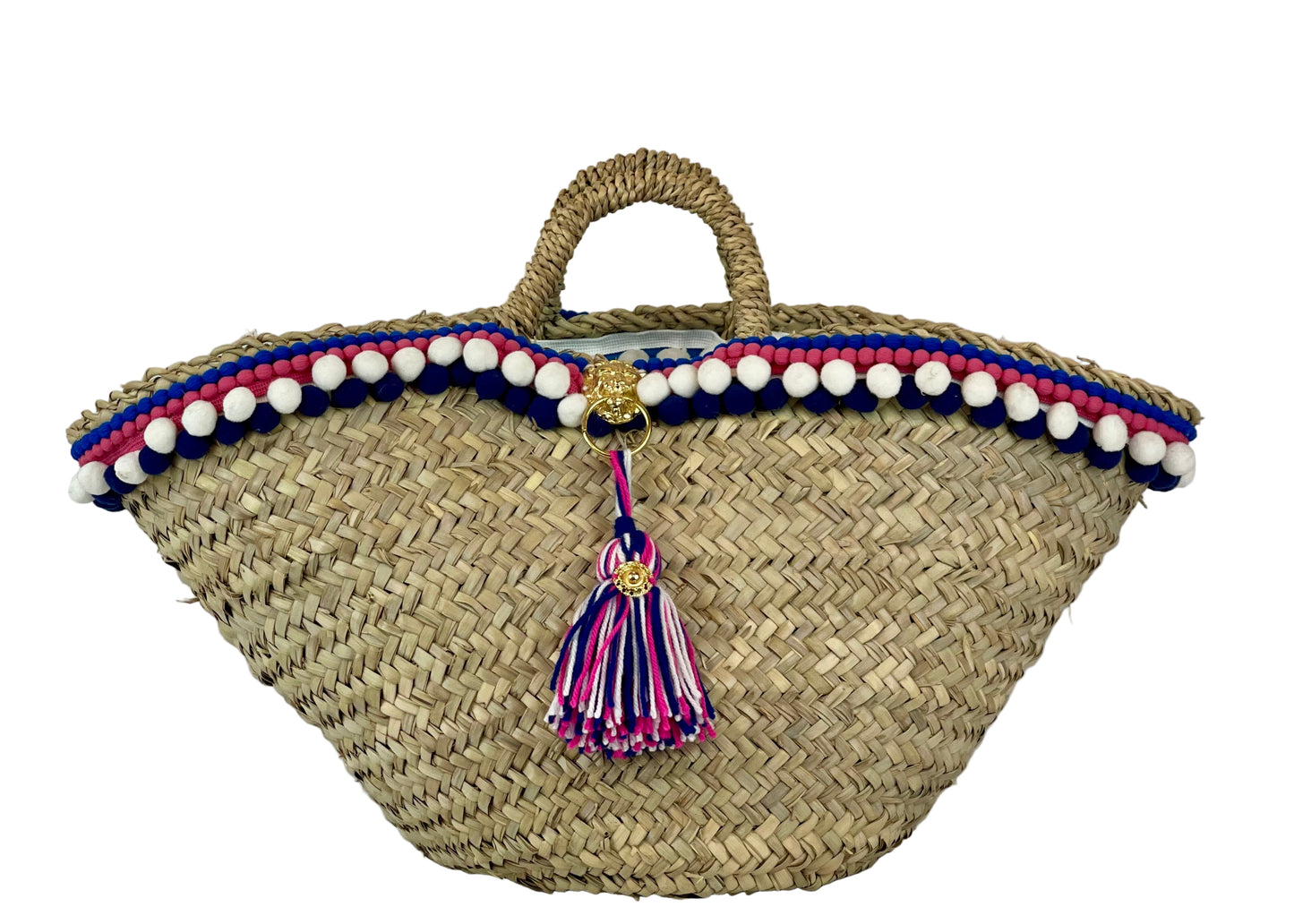 Sicilian basket with blue raffia flower
