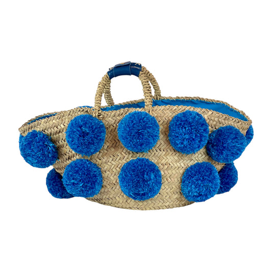 Handmade turquoise pom pom basket