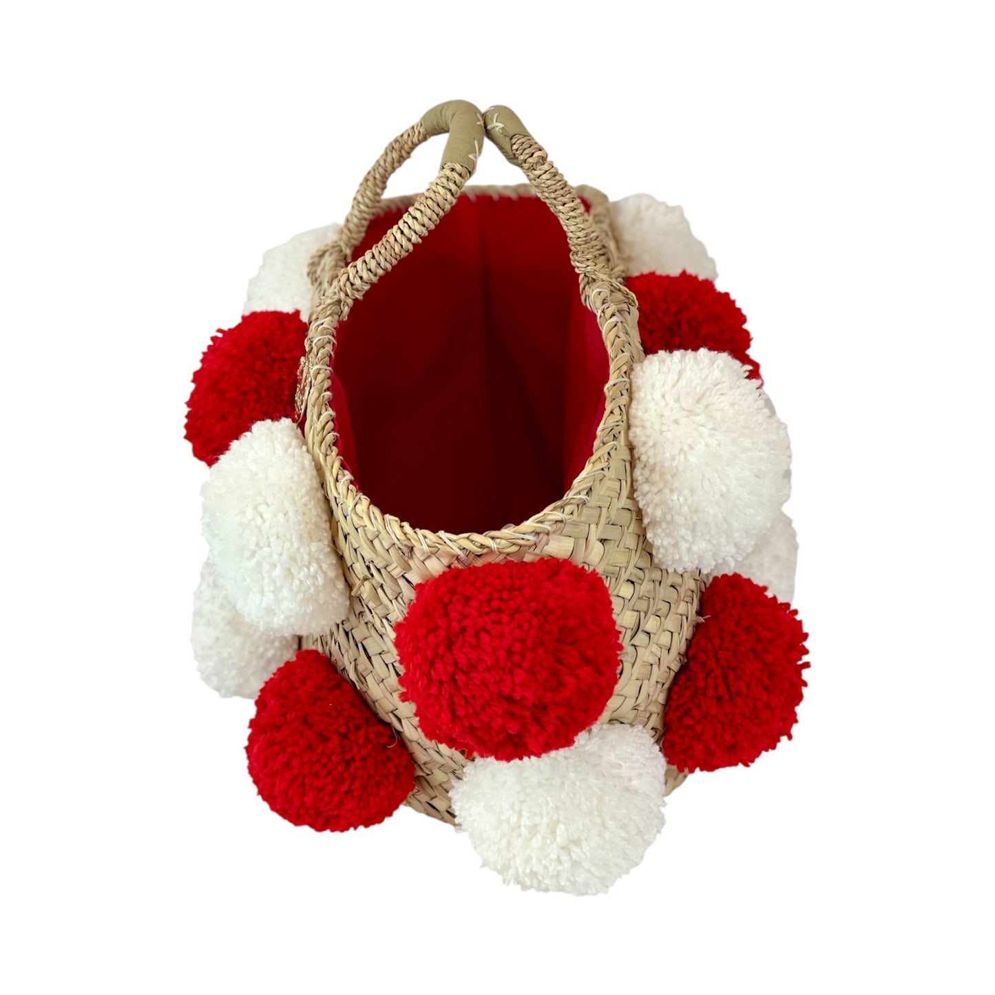 Coffa con pon pon handmade bianchi e rosso