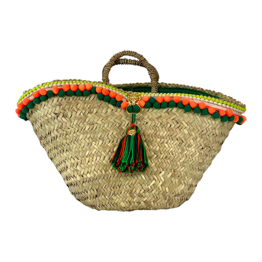 Sicilian basket with green raffia flower