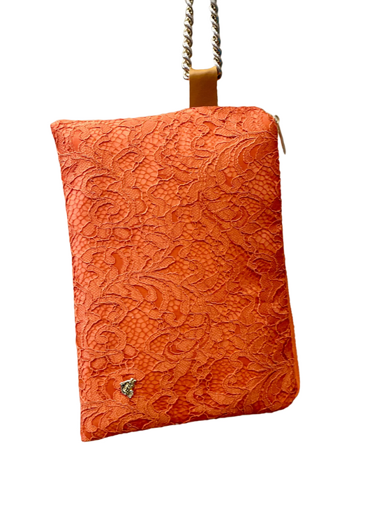 Pochette in pizzo arancione
