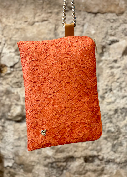 Pochette in pizzo arancione