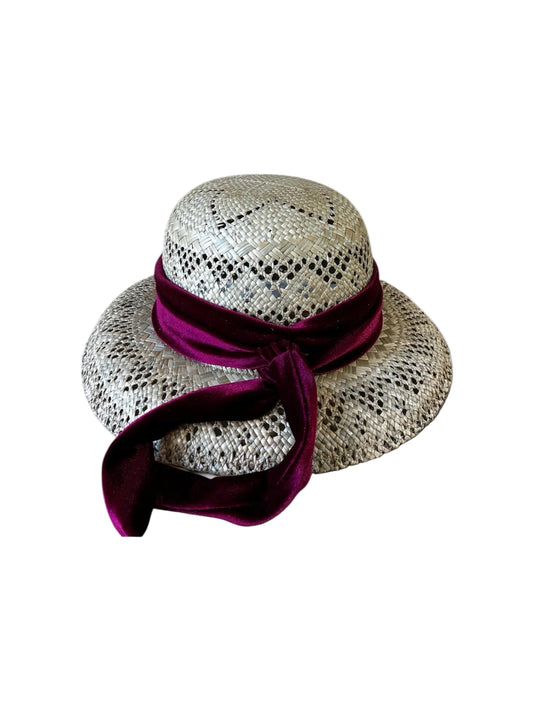 Fuchsia raffia hat