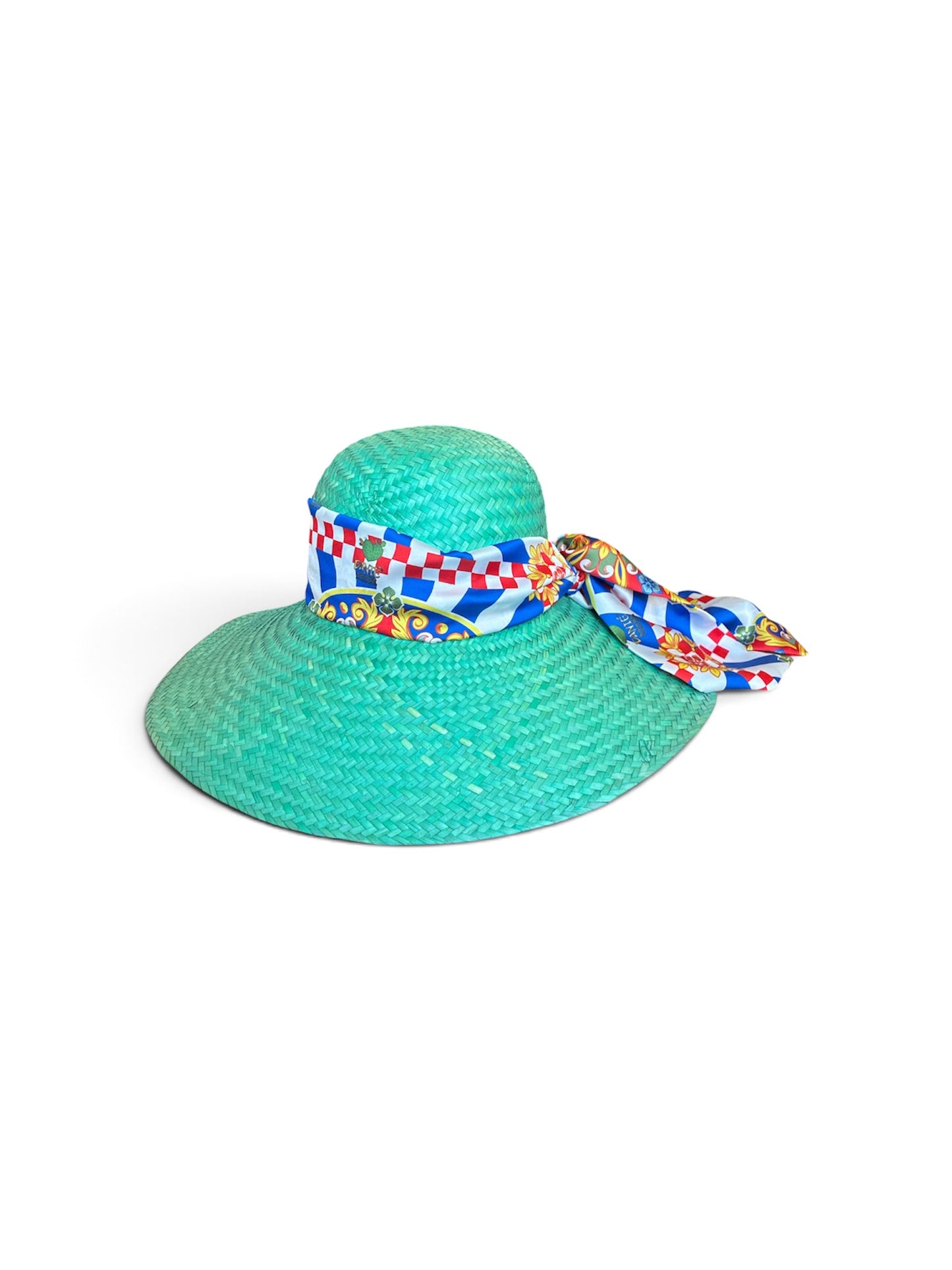 Cappello in paglia verde fascia sicily