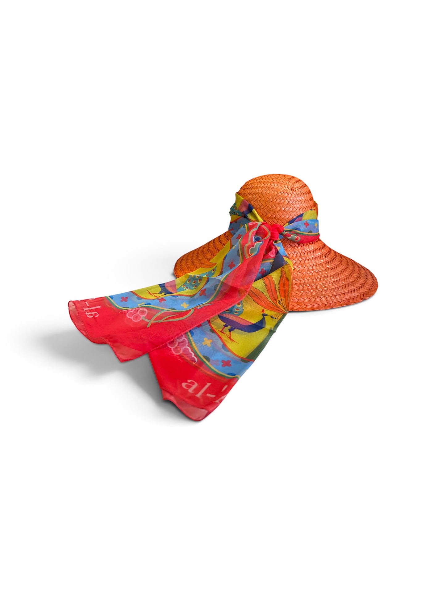 Cappello in paglia arancione foulard palazzo reale