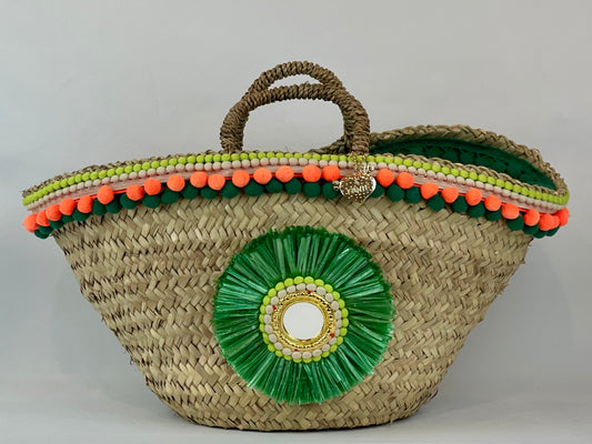 Sicilian basket with green raffia flower