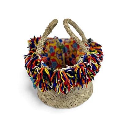 Basket with ceramic Wheel and yellow trimmings