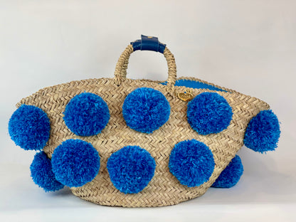 Handmade turquoise pom pom basket