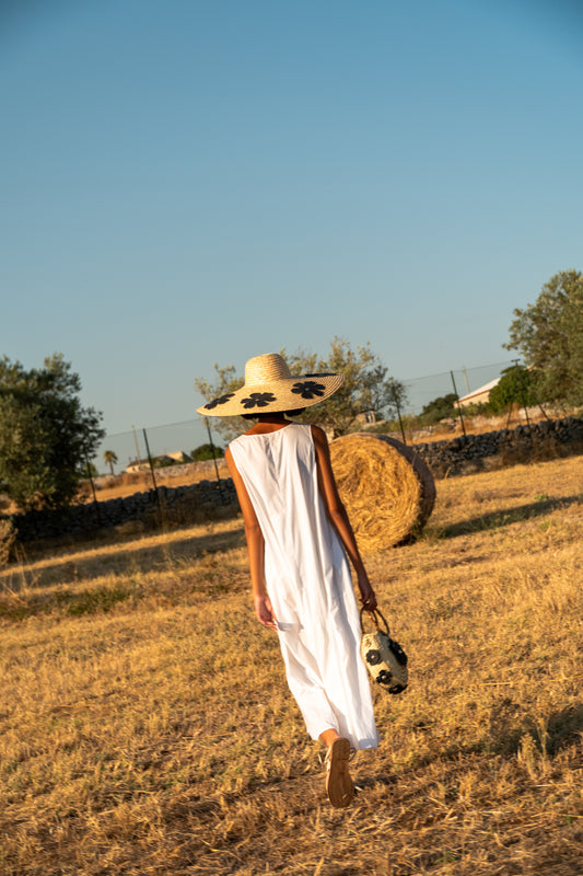 Orange raffia hat 