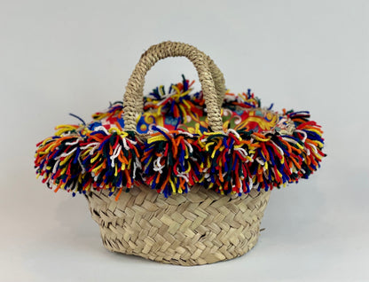 Basket with ceramic Wheel and yellow trimmings