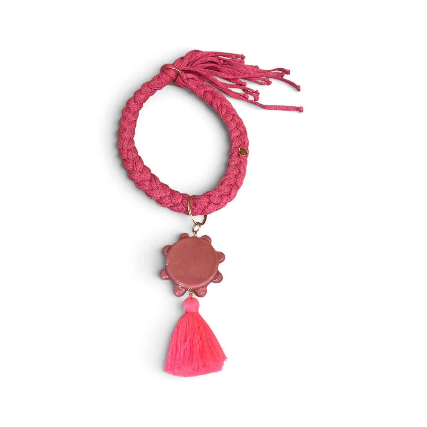 Collana Tamburello ceramica Rosa