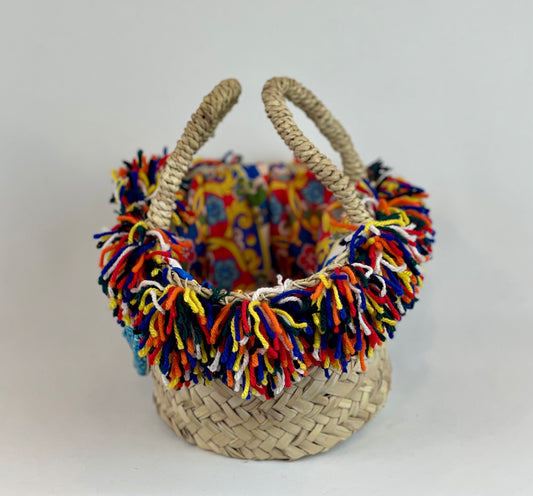 Basket with ceramic Wheel and yellow trimmings