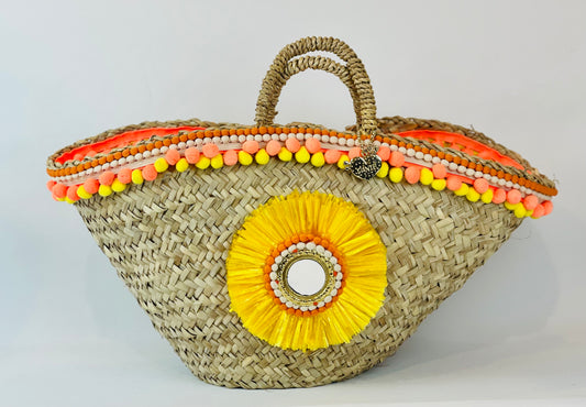 Sicilian basket with yellow raffia flower
