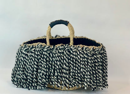 Sicilian coffa with black and grey fringes 