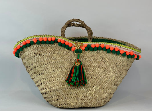 Sicilian basket with green raffia flower