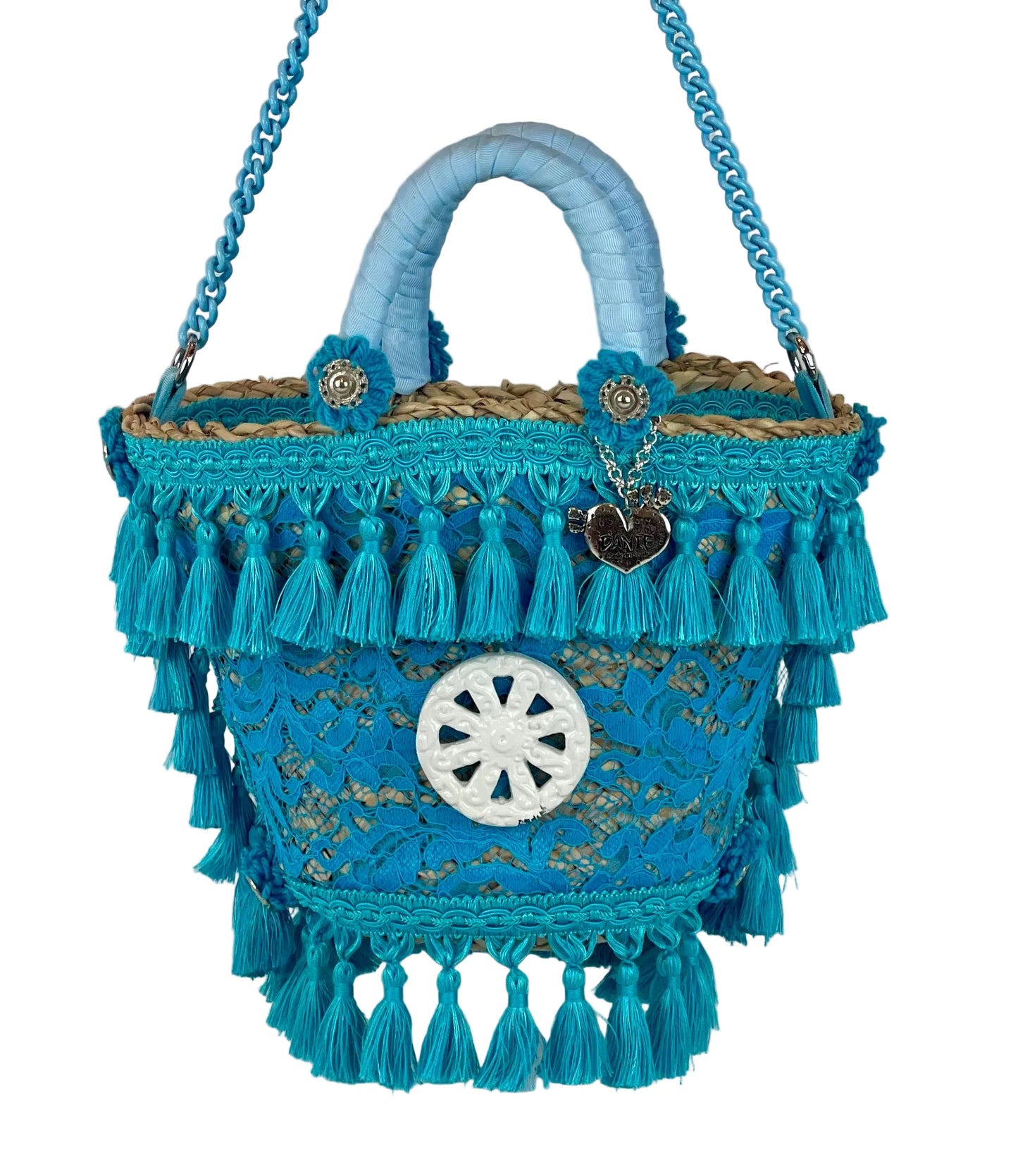 Coffa in pizzo azzurro con ceramica ruota