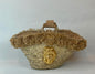 Basket with ceramic Maiden and gold pom pom