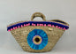 Sicilian basket with turquoise raffia flower