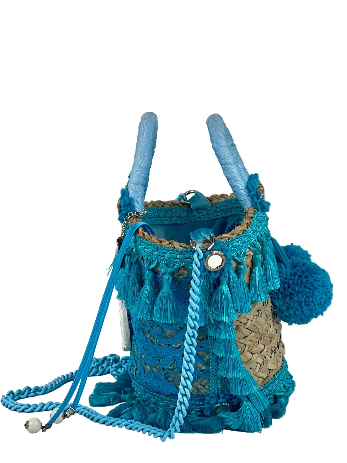 Coffa in pizzo azzurro con ceramica ruota