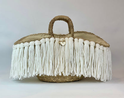 Sicilian coffa with white handcrafted fringes