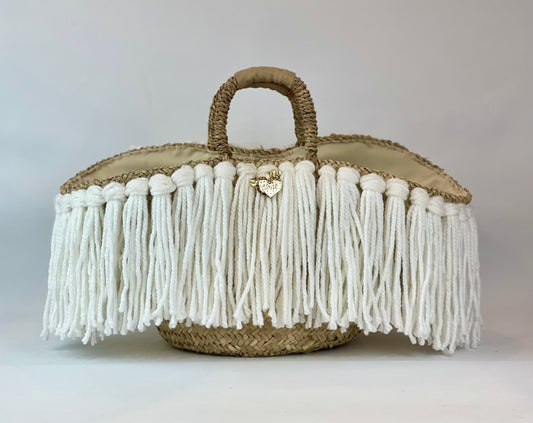 Sicilian coffa with white handcrafted fringes