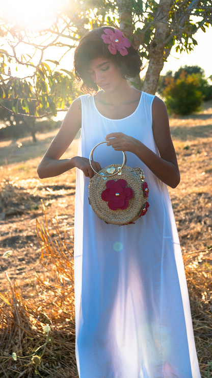 Camelia tonda bag con fiori