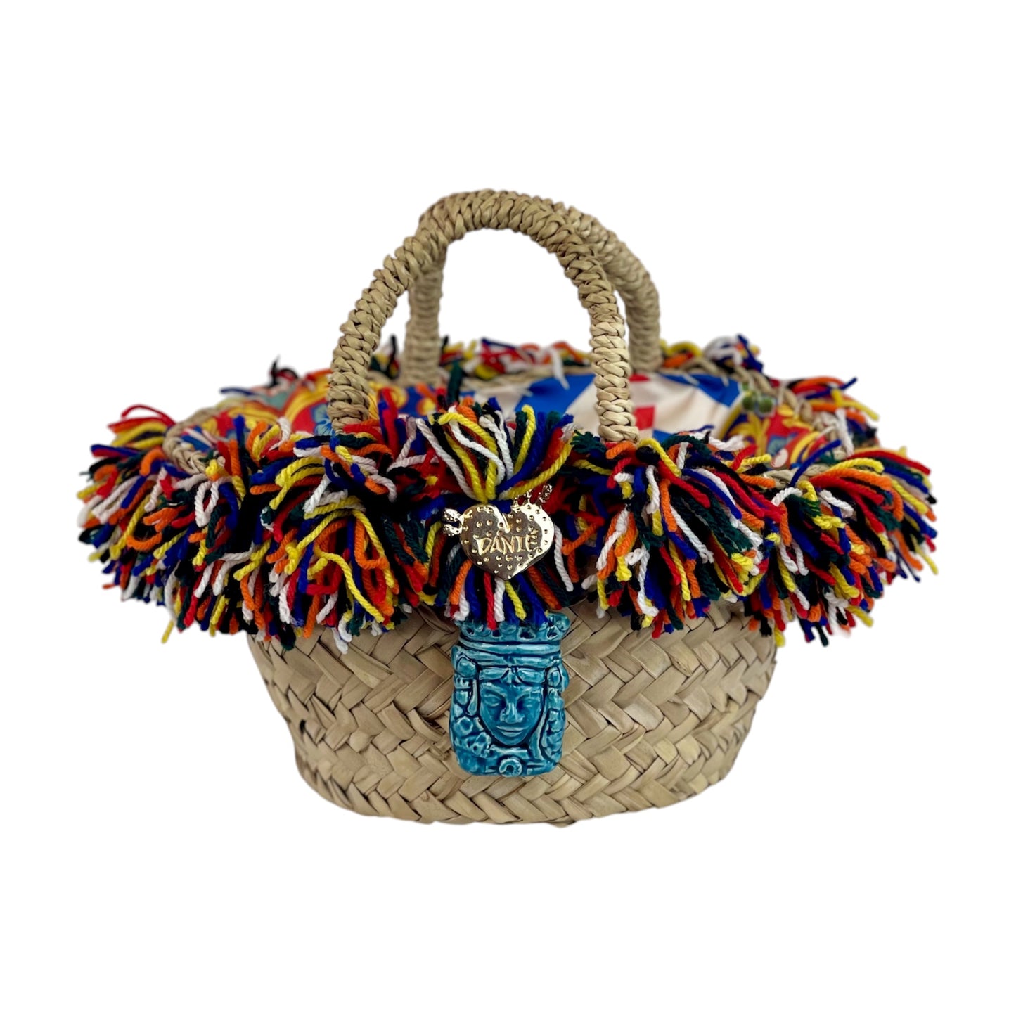 Basket with ceramic Wheel and yellow trimmings