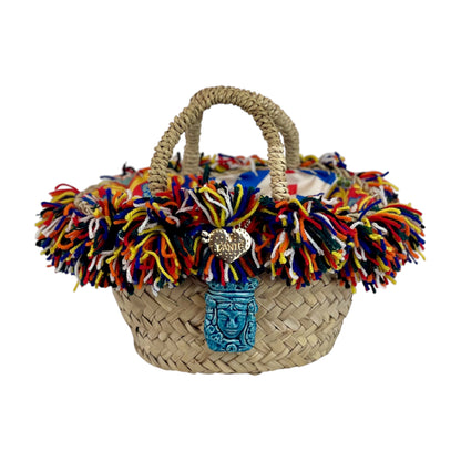 Basket with ceramic Wheel and yellow trimmings