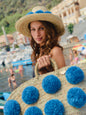 Handmade turquoise pom pom basket