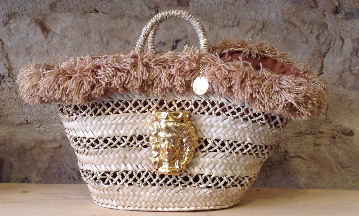 Coffa Bag con Fanciulla oro in ceramica di Caltagirone