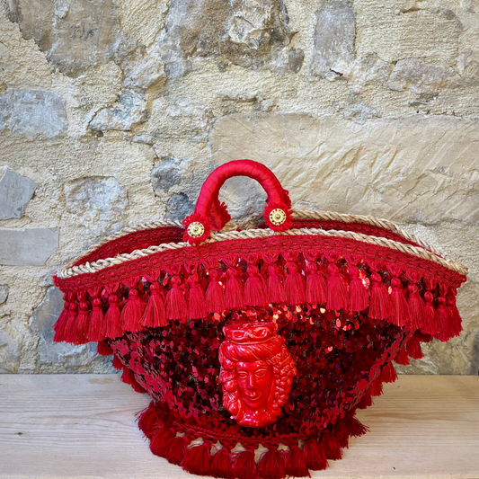 Coffa siciliana Fanciulla pallettes rossa