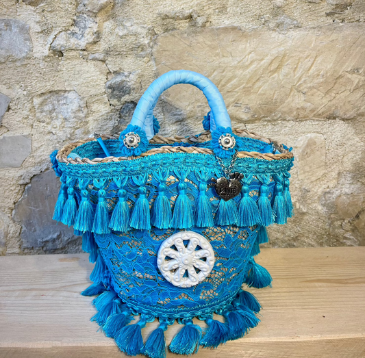 Coffa siciliana Ruota pizzo azzurro bianco