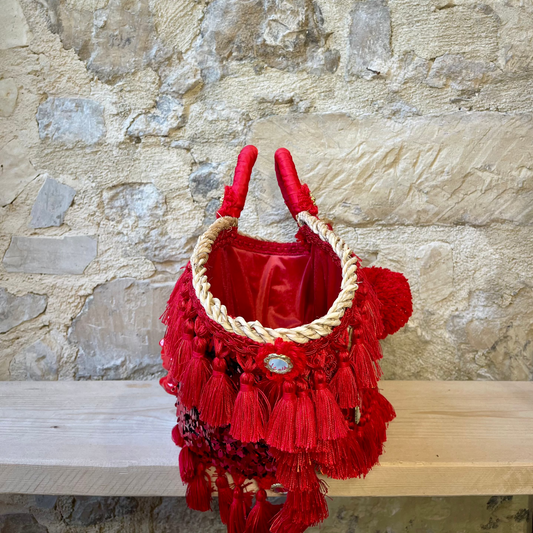 Coffa siciliana Fanciulla pallettes rossa