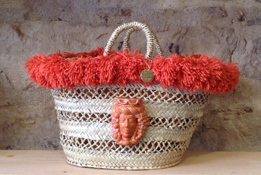 Coffa Bag new con Fanciulla in ceramica di Caltagirone