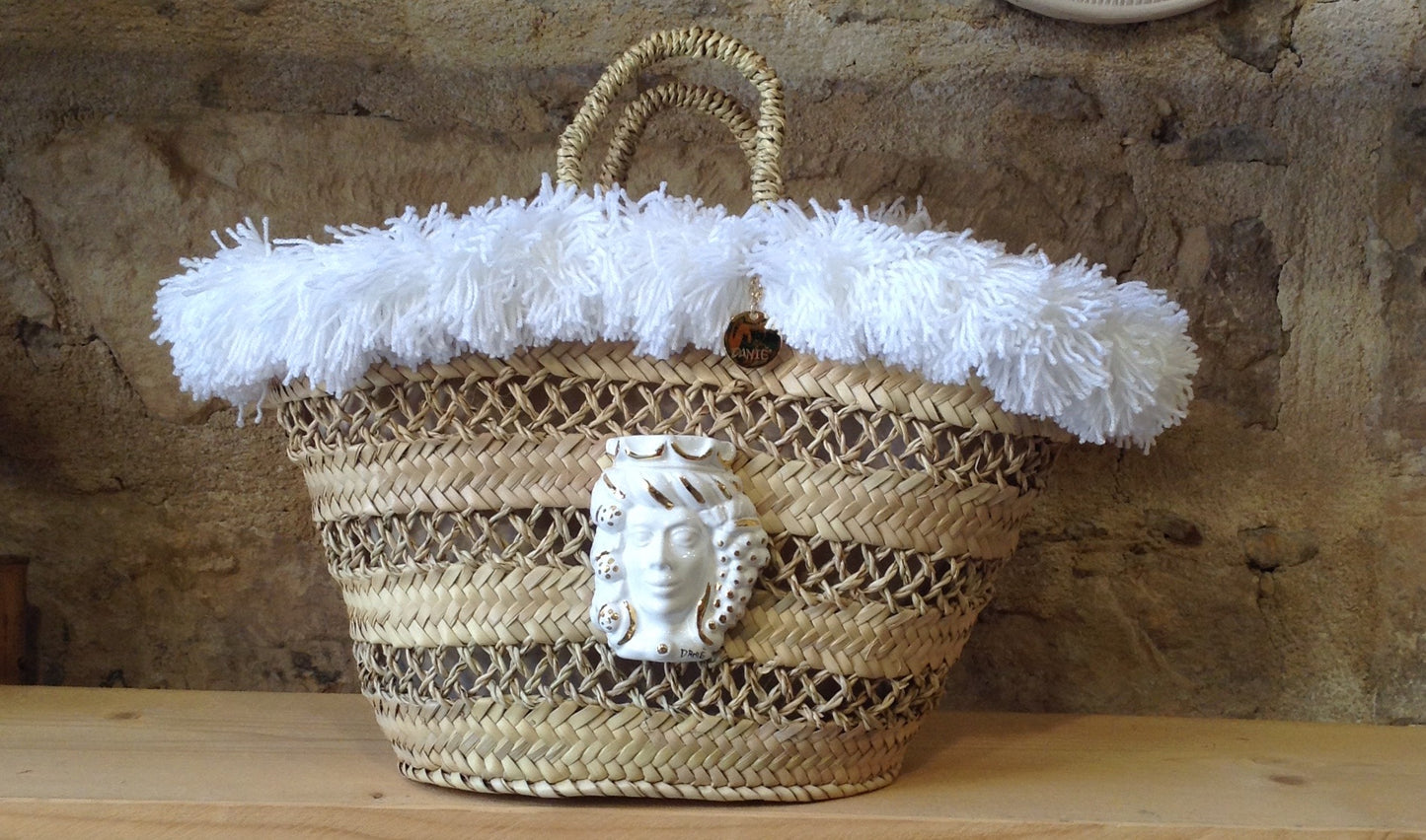 Coffa Bag new con Fanciulla in ceramica di Caltagirone