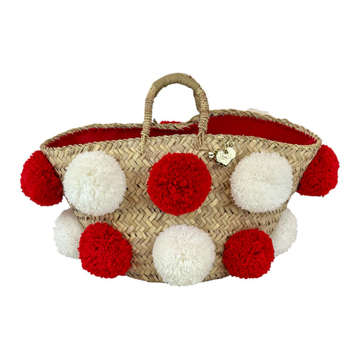 Coffa con pon pon handmade bianchi e rosso